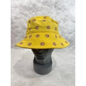 Yellow Peace Sign Embroidered Bucket Hat Purple All Over Print Festival Sun Hat